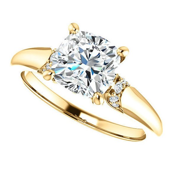 1.8Carat -7.0mm Cushion Moissanite Accented Engagement Ring - Picture 10 of 15
